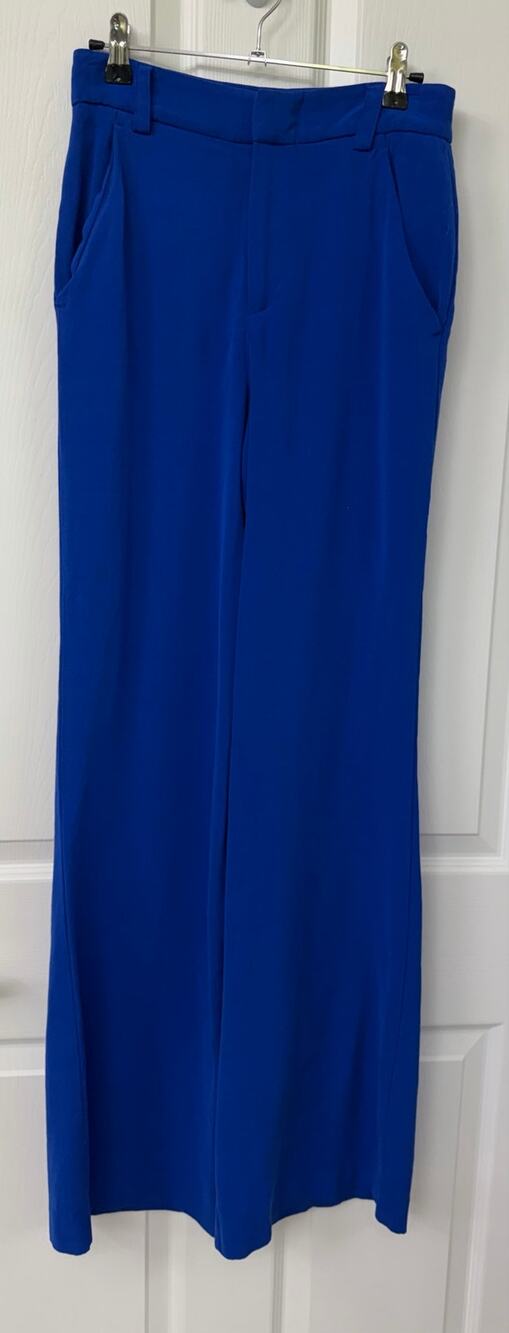 Alice + Olivia 2 Cobalt Royal Blue Wide Leg Pants High Rise Crepe Dress Trousers